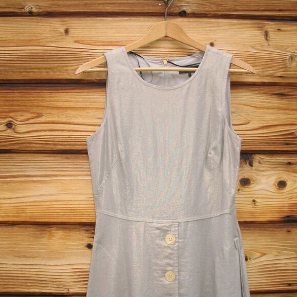 Gold Metallic Linen Blend Dress - Picture 5 of 9